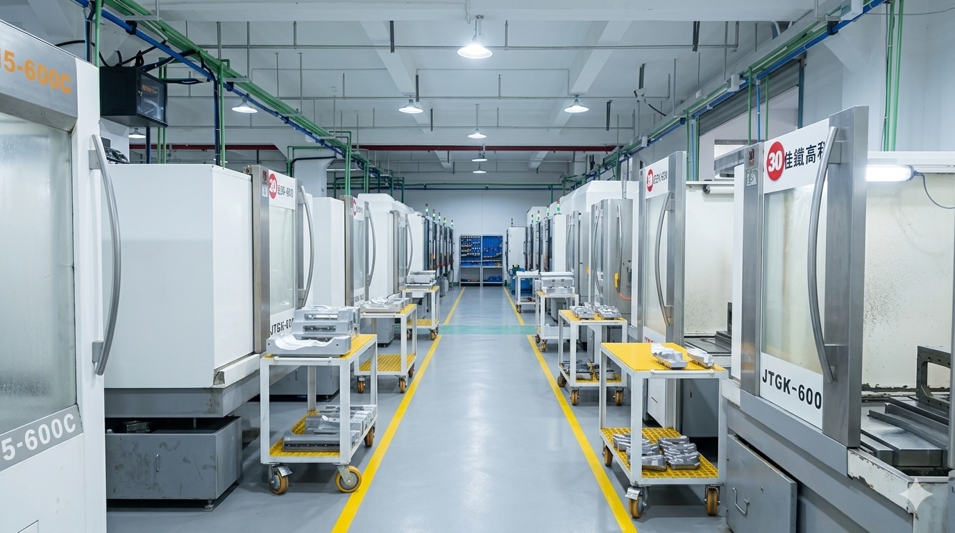 Kessin CNC mold production facility floor with 36 machines