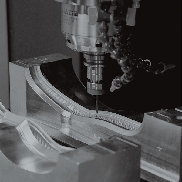 CNC spindle machining mold cavity close-up