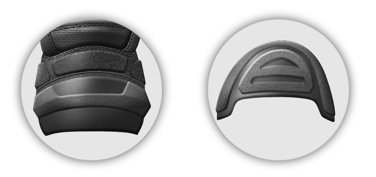 TPU-Bio outsole detail circles — heel and component close-ups